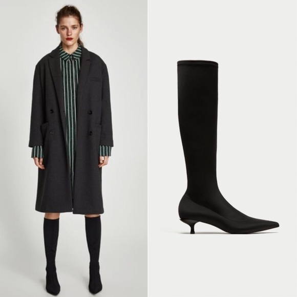 Zara Shoes - NWT ZARA Elastic Pointed Toe Square Heel Boots